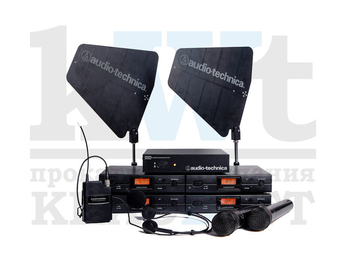 Радио микрофоны и усилитель приема радиосигнала Audio-Technica