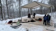 Шатер 5х10 в аренду для церемонии возобновления строительства "Восточный выезд" из города Уфы Шатер 5х10 в аренду для церемонии возобновления строительства "Восточный выезд" из города Уфы